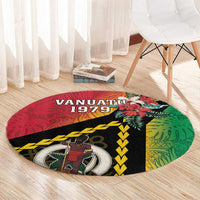 Happy Vanuatu Constitution Day Round Carpet Flag Style With Sand Drawing Pattern LT05 - Polynesian Pride