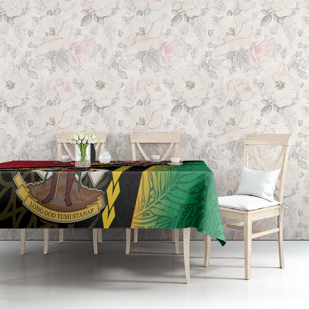 Happy Vanuatu Constitution Day Tablecloth Flag Style With Sand Drawing Pattern