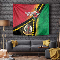 Happy Vanuatu Constitution Day Tapestry Flag Style With Sand Drawing Pattern LT05 - Polynesian Pride
