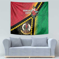 Happy Vanuatu Constitution Day Tapestry Flag Style With Sand Drawing Pattern LT05 - Polynesian Pride