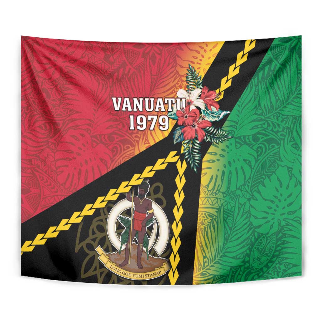 Happy Vanuatu Constitution Day Tapestry Flag Style With Sand Drawing Pattern LT05 - Polynesian Pride
