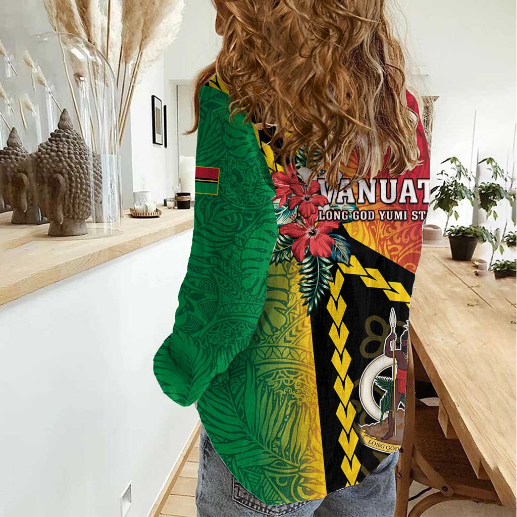 Happy Vanuatu Constitution Day Women Casual Shirt Flag Style With Sand Drawing Pattern