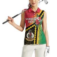 Happy Vanuatu Constitution Day Women Sleeveless Polo Shirt Flag Style With Sand Drawing Pattern LT05 - Polynesian Pride