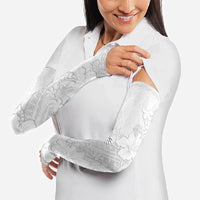 Tokelau White Sunday Arm Sleeves Elegant Hibiscus Polynesian Tribal Pattern LT05 - Polynesian Pride