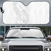 Tokelau White Sunday Auto Sun Shade Elegant Hibiscus Polynesian Tribal Pattern LT05 White - Polynesian Pride