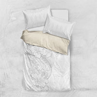 Tokelau White Sunday Bedding Set Elegant Hibiscus Polynesian Tribal Pattern LT05 US Twin 172cm x 218cm White - Polynesian Pride