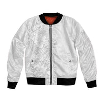 Tokelau White Sunday Bomber Jacket Elegant Hibiscus Polynesian Tribal Pattern LT05 Unisex White - Polynesian Pride