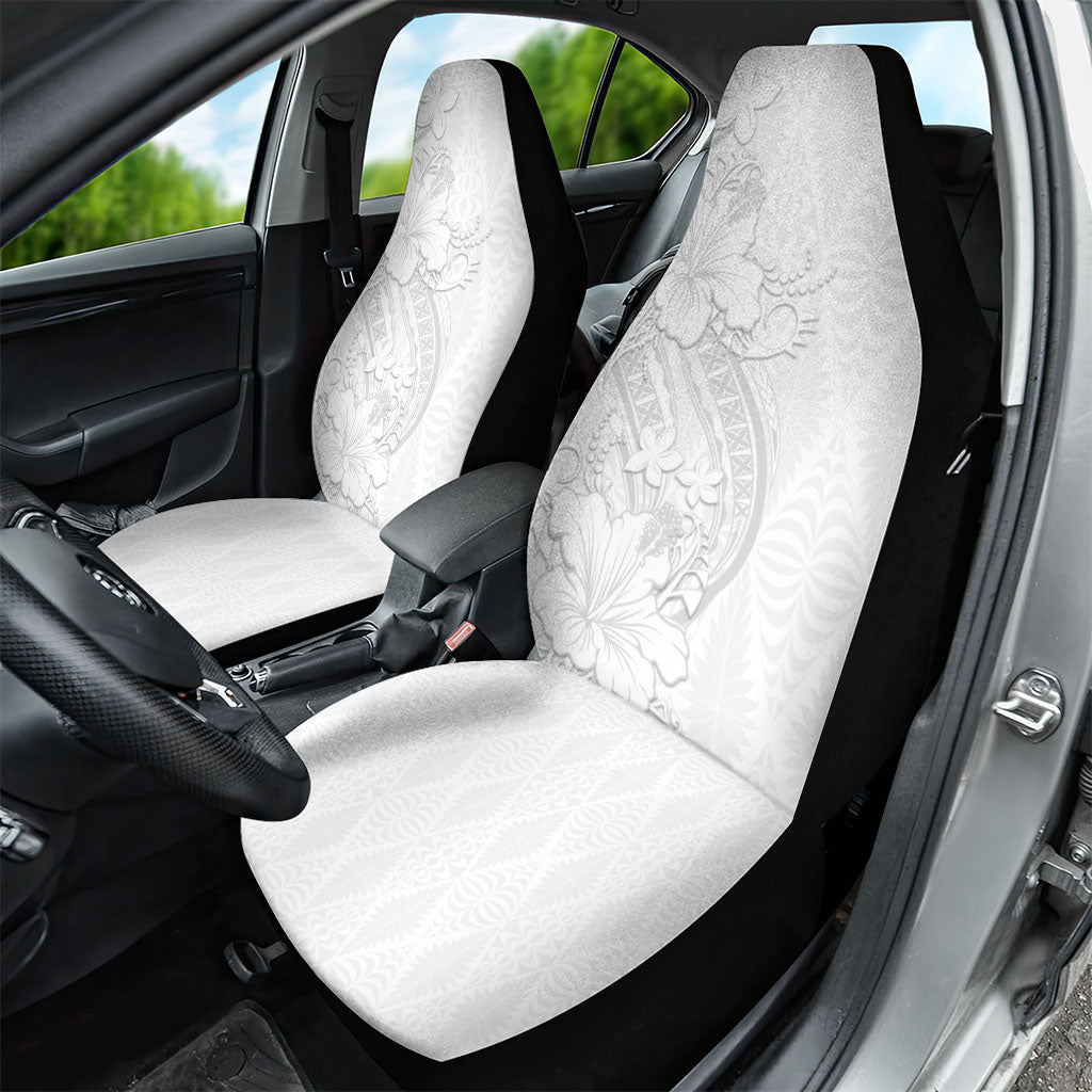 Tokelau White Sunday Car Seat Cover Elegant Hibiscus Polynesian Tribal Pattern LT05 - Polynesian Pride