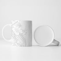 Tokelau White Sunday Ceramic Mug Elegant Hibiscus Polynesian Tribal Pattern