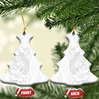 Tokelau White Sunday Ceramic Ornament Elegant Hibiscus Polynesian Tribal Pattern LT05 Christmas Tree White - Polynesian Pride