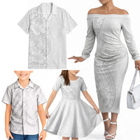 Tokelau White Sunday Family Matching Off The Shoulder Long Sleeve Dress and Hawaiian Shirt Elegant Hibiscus Polynesian Tribal Pattern LT05 - Polynesian Pride