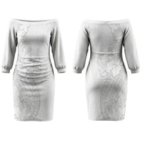 Tokelau White Sunday Family Matching Off The Shoulder Long Sleeve Dress and Hawaiian Shirt Elegant Hibiscus Polynesian Tribal Pattern LT05 Mom's Dress White - Polynesian Pride
