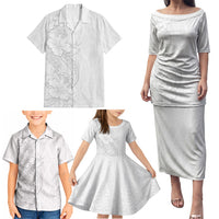 Tokelau White Sunday Family Matching Puletasi and Hawaiian Shirt Elegant Hibiscus Polynesian Tribal Pattern LT05 - Polynesian Pride