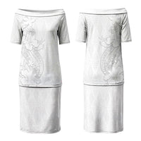 Tokelau White Sunday Family Matching Puletasi and Hawaiian Shirt Elegant Hibiscus Polynesian Tribal Pattern LT05 Mom's Dress White - Polynesian Pride