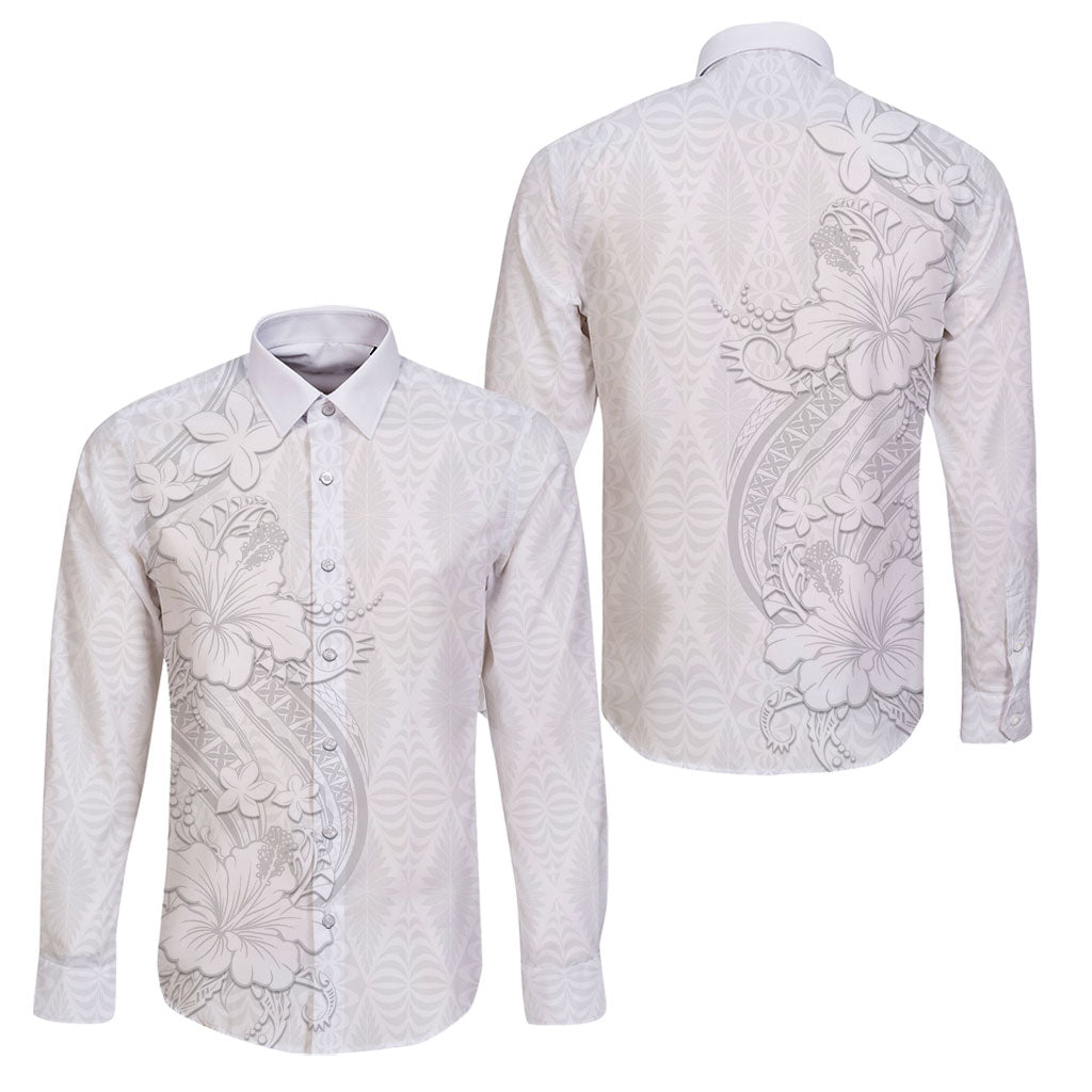 Tokelau White Sunday Family Matching Short Sleeve Bodycon Dress and Hawaiian Shirt Elegant Hibiscus Polynesian Tribal Pattern