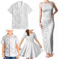 Tokelau White Sunday Family Matching Tank Maxi Dress and Hawaiian Shirt Elegant Hibiscus Polynesian Tribal Pattern LT05 - Polynesian Pride