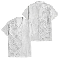 Tokelau White Sunday Family Matching Tank Maxi Dress and Hawaiian Shirt Elegant Hibiscus Polynesian Tribal Pattern LT05 Dad's Shirt - Short Sleeve White - Polynesian Pride