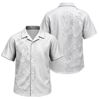Tokelau White Sunday Family Matching Tank Maxi Dress and Hawaiian Shirt Elegant Hibiscus Polynesian Tribal Pattern LT05 Son's Shirt White - Polynesian Pride