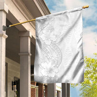 Tokelau White Sunday Garden Flag Elegant Hibiscus Polynesian Tribal Pattern LT05 House Flag White - Polynesian Pride