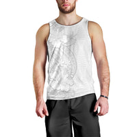Tokelau White Sunday Men Tank Top Elegant Hibiscus Polynesian Tribal Pattern LT05 - Polynesian Pride