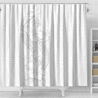 Tokelau White Sunday Shower Curtain Elegant Hibiscus Polynesian Tribal Pattern LT05 - Polynesian Pride