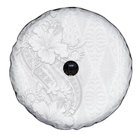 Tokelau White Sunday Spare Tire Cover Elegant Hibiscus Polynesian Tribal Pattern LT05 - Polynesian Pride