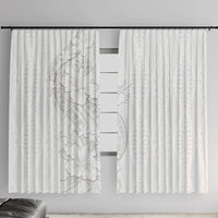 Tokelau White Sunday Window Curtain Elegant Hibiscus Polynesian Tribal Pattern LT05 With Hooks White - Polynesian Pride