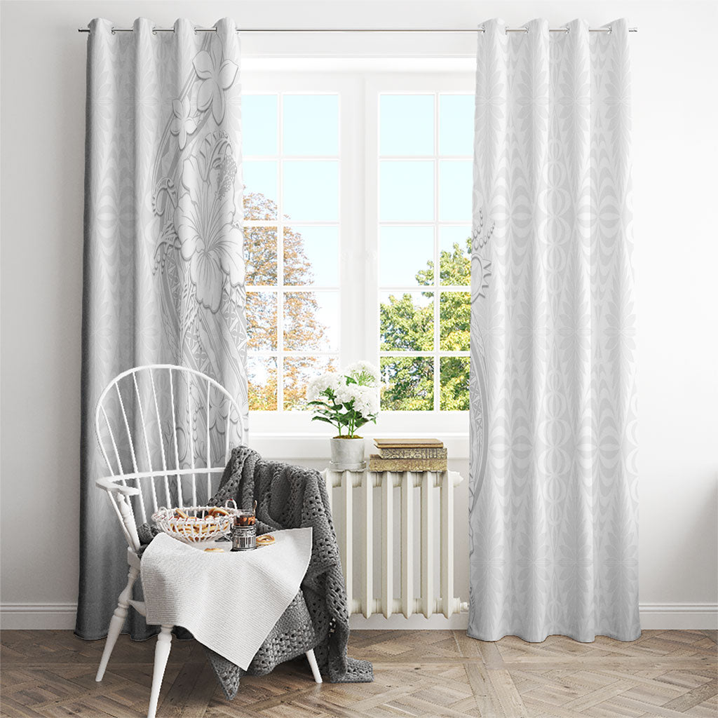 Tokelau White Sunday Window Curtain Elegant Hibiscus Polynesian Tribal Pattern LT05 - Polynesian Pride