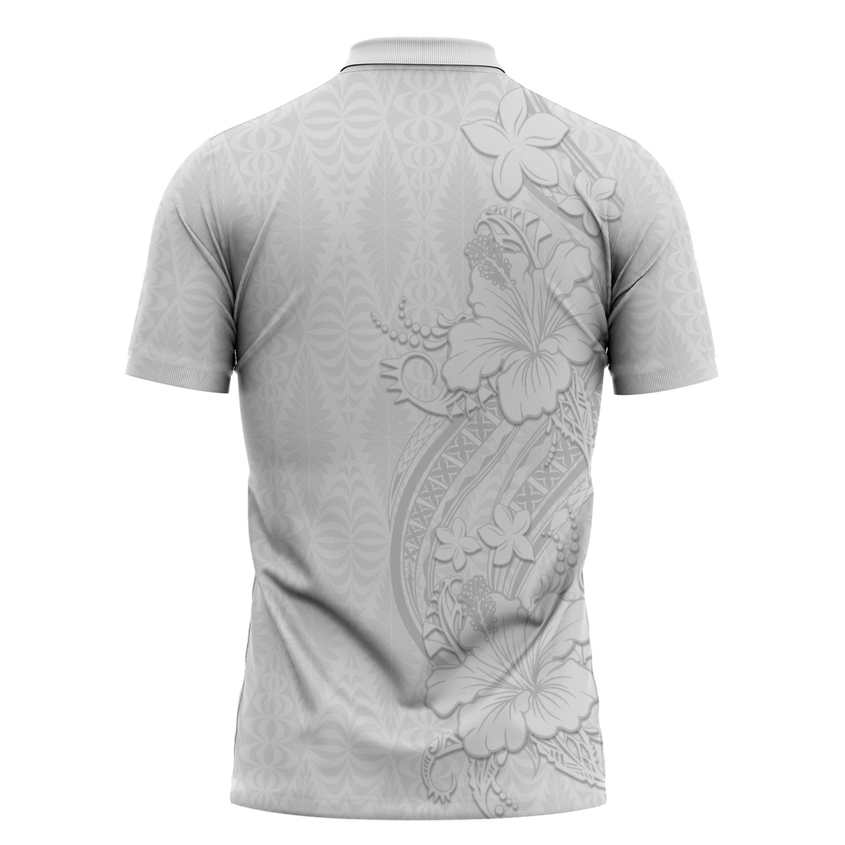 Tokelau White Sunday Zipper Polo Shirt Elegant Hibiscus Polynesian Tribal Pattern LT05 - Polynesian Pride
