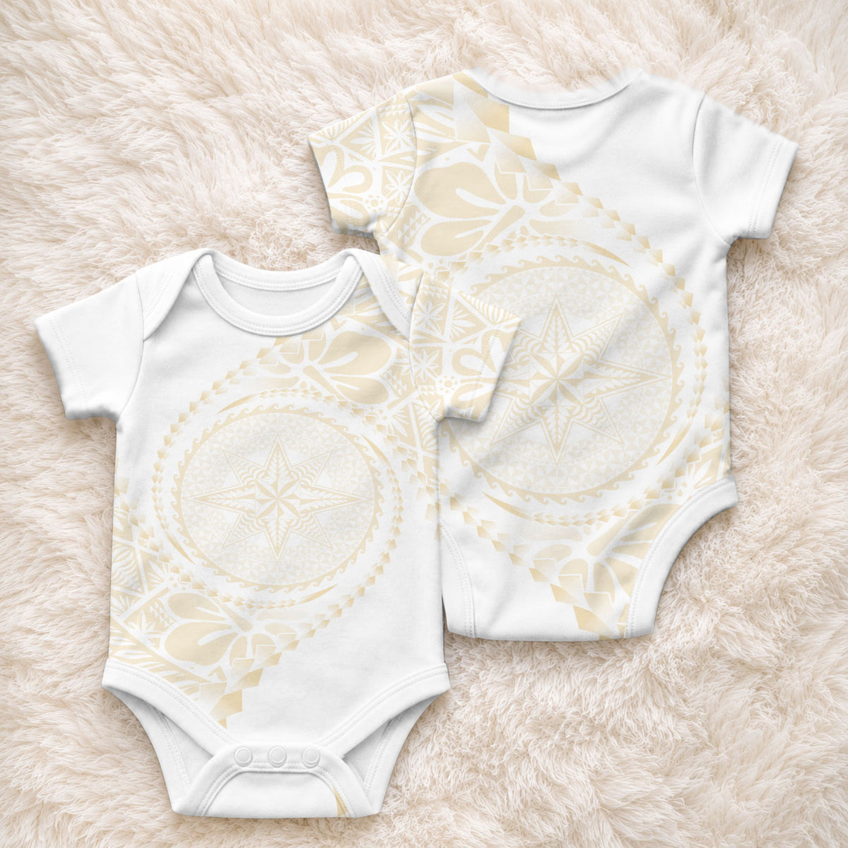Tonga White Sunday Baby Onesie Lotu Tamaiti Tongan Kupesi Pattern