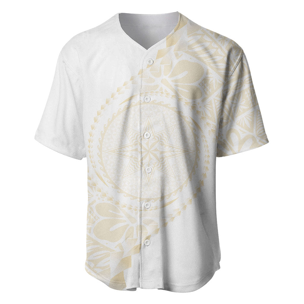 Tonga White Sunday Baseball Jersey Lotu Tamaiti Tongan Kupesi Pattern