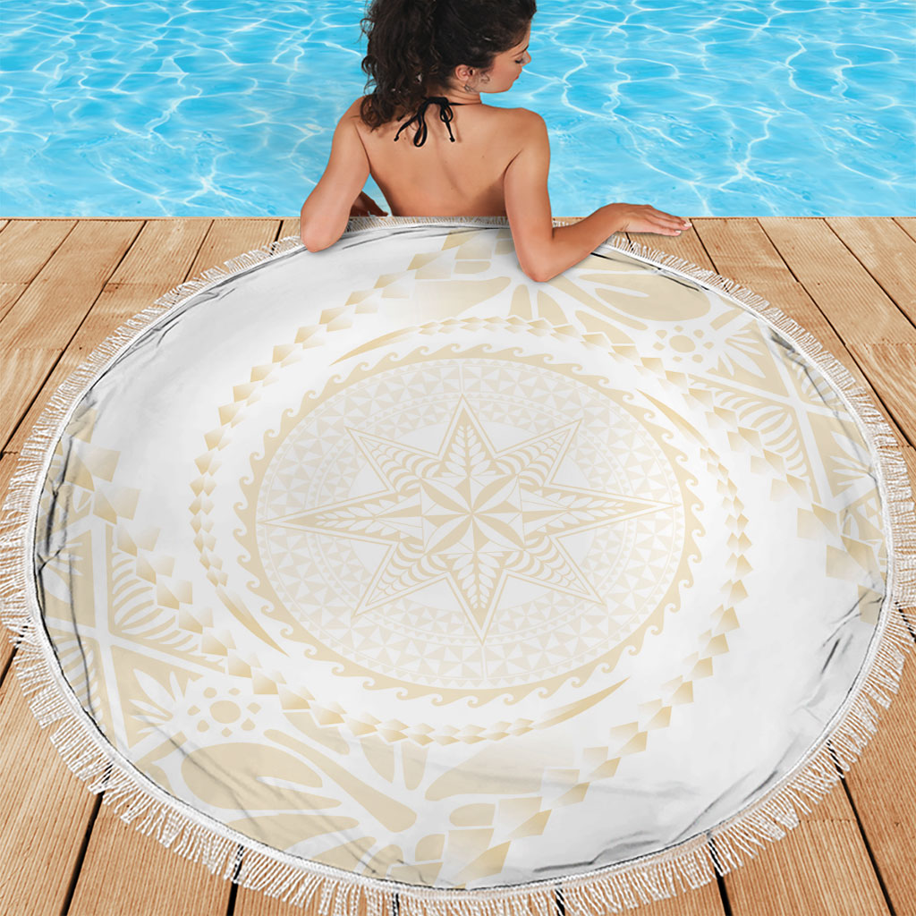 Tonga White Sunday Beach Blanket Lotu Tamaiti Tongan Kupesi Pattern LT05 - Polynesian Pride