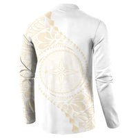Tonga White Sunday Button Sweatshirt Lotu Tamaiti Tongan Kupesi Pattern LT05 - Polynesian Pride