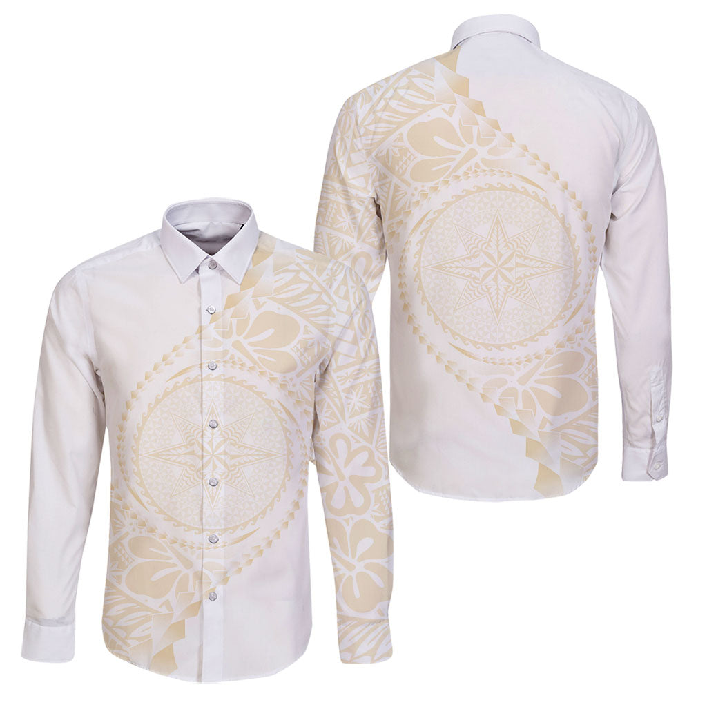 Tonga White Sunday Family Matching Long Sleeve Bodycon Dress and Hawaiian Shirt Lotu Tamaiti Tongan Kupesi Pattern
