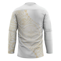 Tonga White Sunday Hockey Jersey Lotu Tamaiti Tongan Kupesi Pattern LT05 - Polynesian Pride