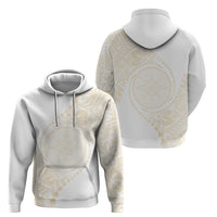 Tonga White Sunday Hoodie Lotu Tamaiti Tongan Kupesi Pattern LT05 - Polynesian Pride