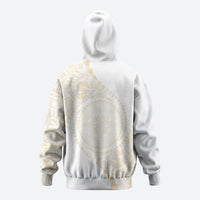 Tonga White Sunday Hoodie Lotu Tamaiti Tongan Kupesi Pattern LT05 - Polynesian Pride