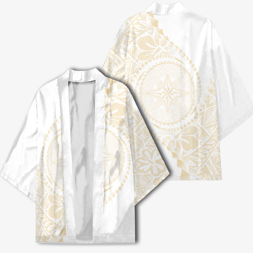 Tonga White Sunday Kimono Lotu Tamaiti Tongan Kupesi Pattern LT05 - Polynesian Pride