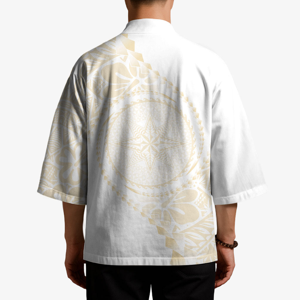 Tonga White Sunday Kimono Lotu Tamaiti Tongan Kupesi Pattern LT05 - Polynesian Pride