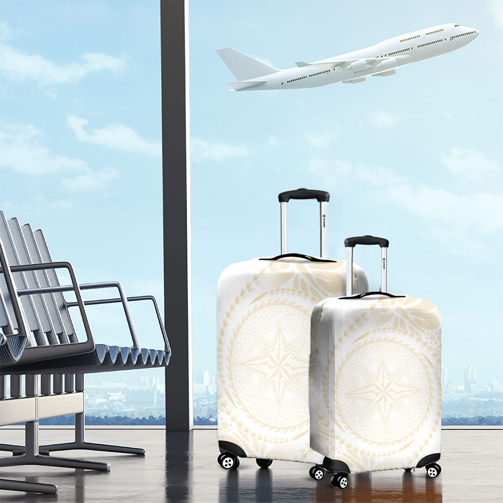 Tonga White Sunday Luggage Cover Lotu Tamaiti Tongan Kupesi Pattern LT05 - Polynesian Pride