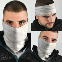 Tonga White Sunday Neck Gaiter Lotu Tamaiti Tongan Kupesi Pattern LT05 - Polynesian Pride
