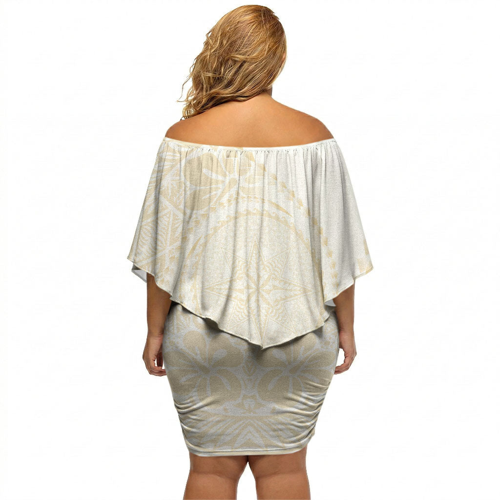 Tonga White Sunday Off Shoulder Short Dress Lotu Tamaiti Tongan Kupesi Pattern LT05 - Polynesian Pride