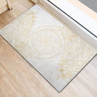 Tonga White Sunday Rubber Doormat Lotu Tamaiti Tongan Kupesi Pattern