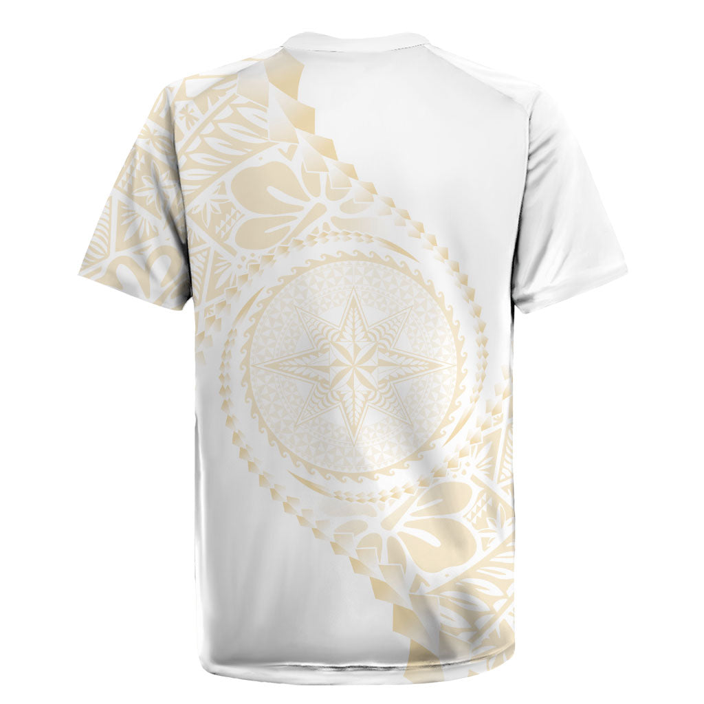 Tonga White Sunday Rugby Jersey Lotu Tamaiti Tongan Kupesi Pattern LT05 - Polynesian Pride