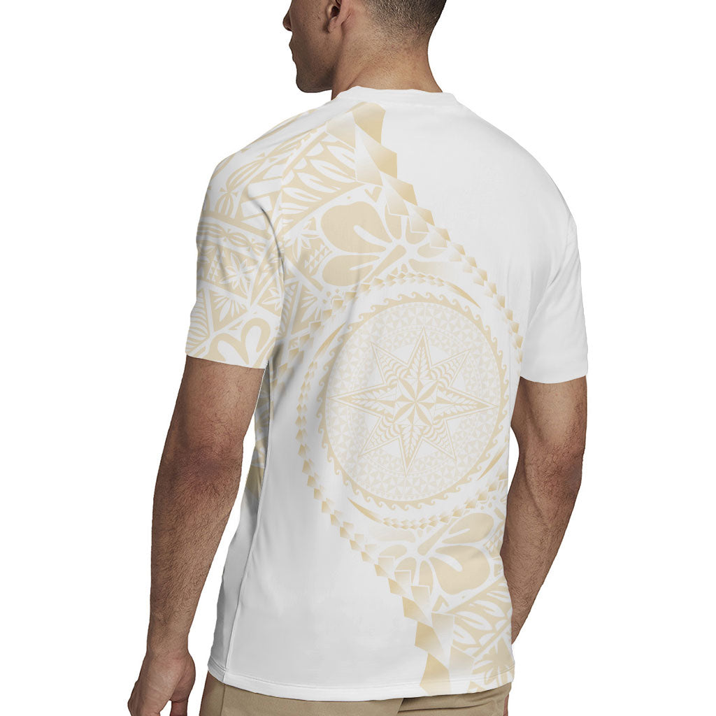 Tonga White Sunday Rugby Jersey Lotu Tamaiti Tongan Kupesi Pattern LT05 - Polynesian Pride