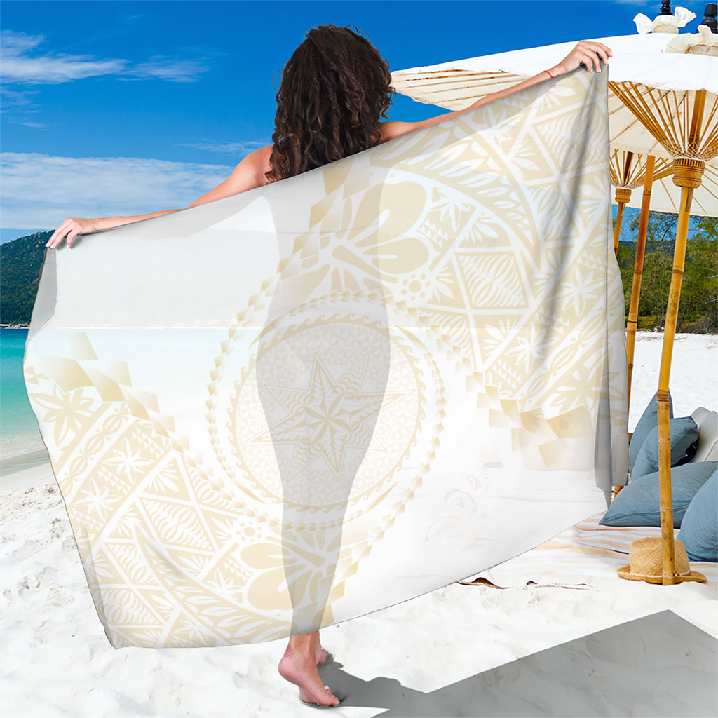 Tonga White Sunday Sarong Lotu Tamaiti Tongan Kupesi Pattern LT05 One Size 44 x 66 inches Beige - Polynesian Pride