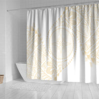 Tonga White Sunday Shower Curtain Lotu Tamaiti Tongan Kupesi Pattern LT05 - Polynesian Pride