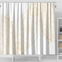 Tonga White Sunday Shower Curtain Lotu Tamaiti Tongan Kupesi Pattern LT05 - Polynesian Pride