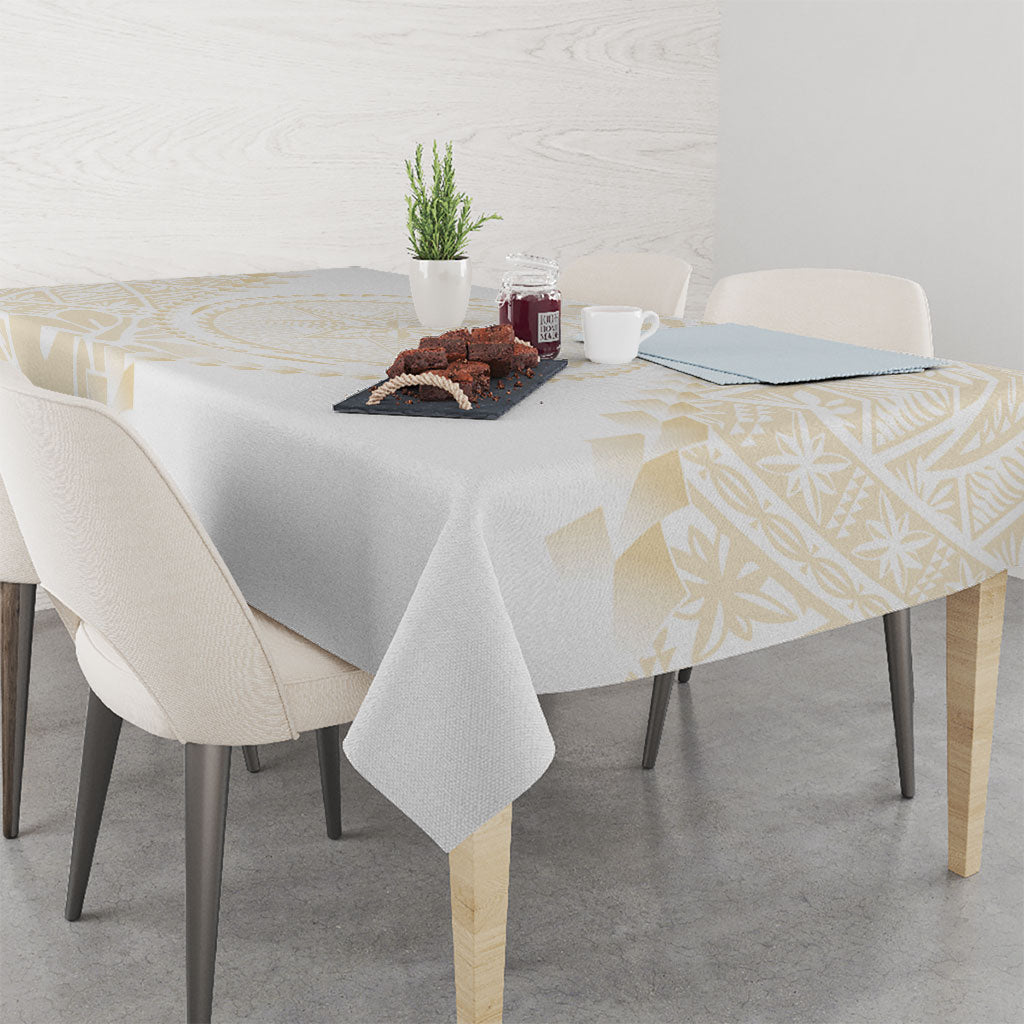 Tonga White Sunday Tablecloth Lotu Tamaiti Tongan Kupesi Pattern LT05 - Polynesian Pride