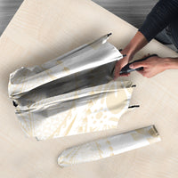 Tonga White Sunday Umbrella Lotu Tamaiti Tongan Kupesi Pattern LT05 - Polynesian Pride